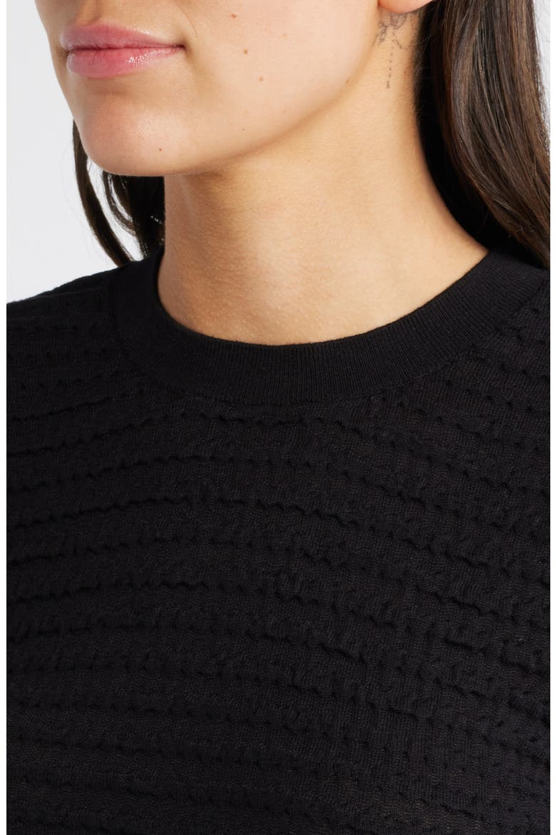 Smocked Silk Blend Sweater, Alternate, color, BLACK