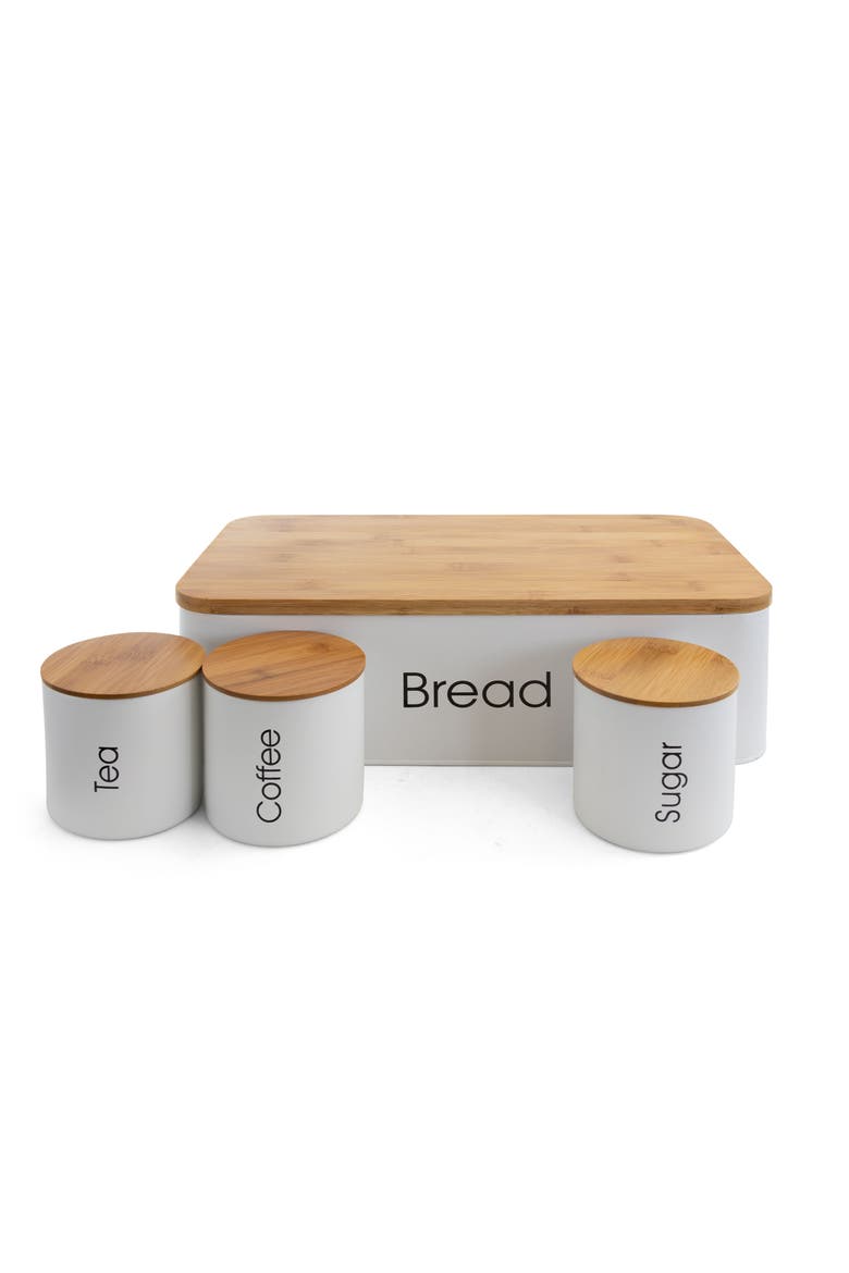 Kitchen Food Storage and Organization 4 Piece Canister Set, Alternate, color, White