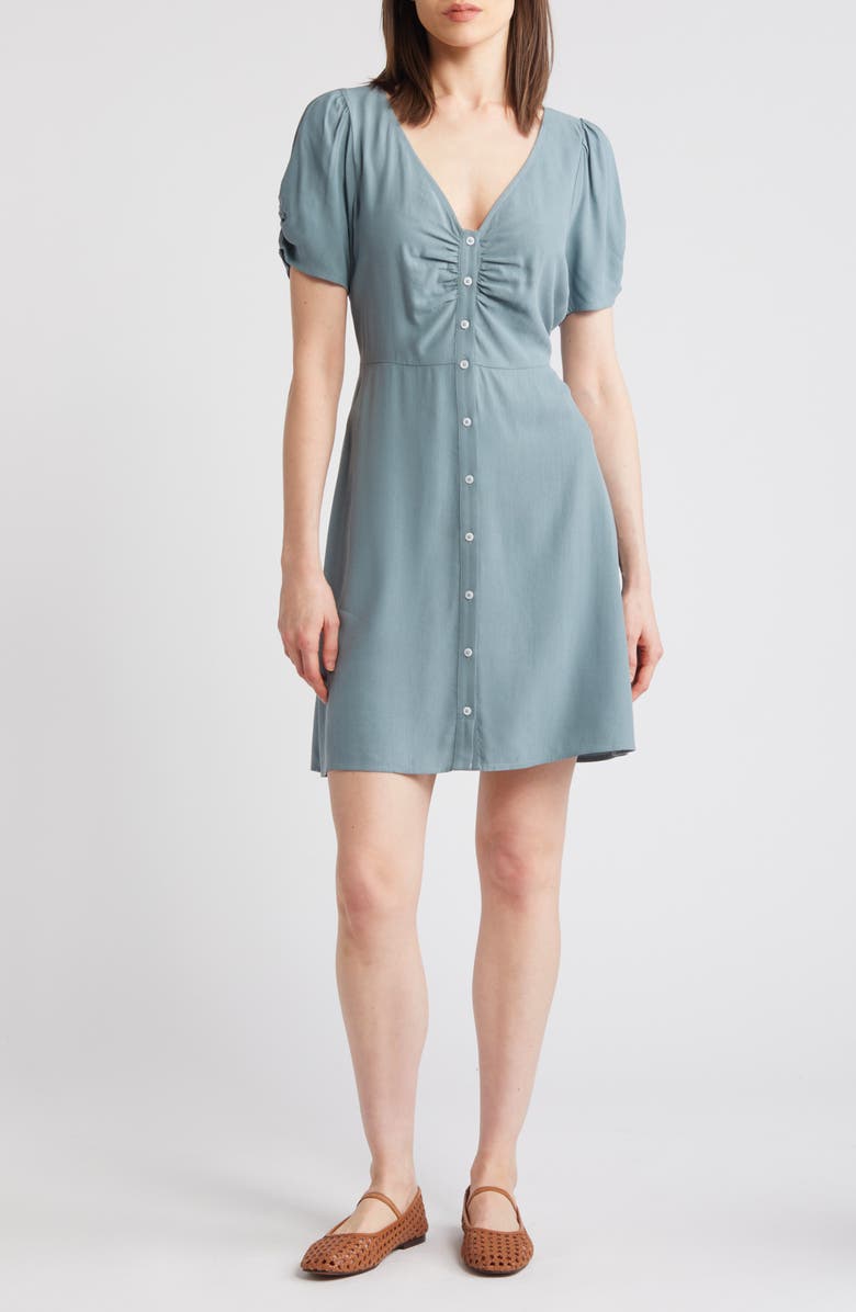 V-Neck Button-Front Minidress