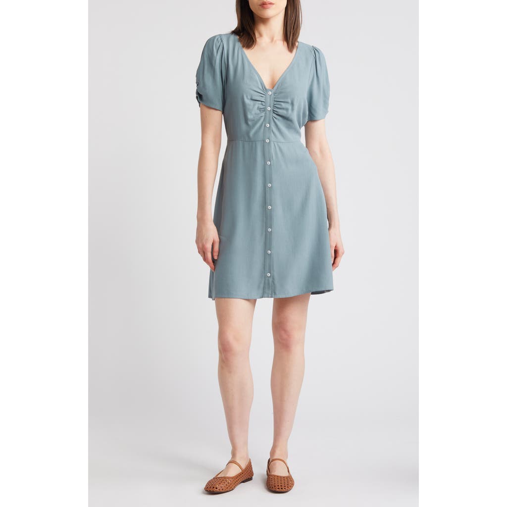Madewell V-neck Button-front Minidress In Faded River