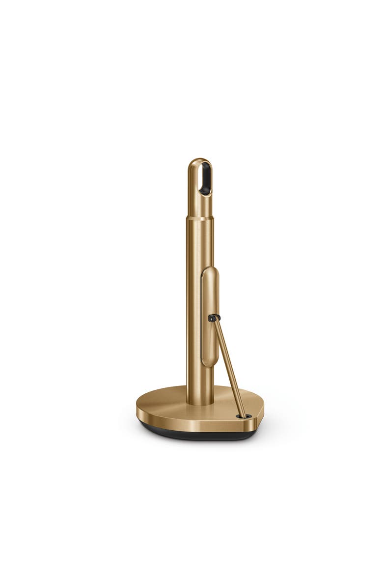 simplehuman tension arm paper towel holder, Alternate, color, Brass
