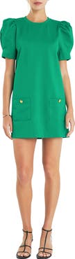 English Factory Puff Sleeve Shift Minidress