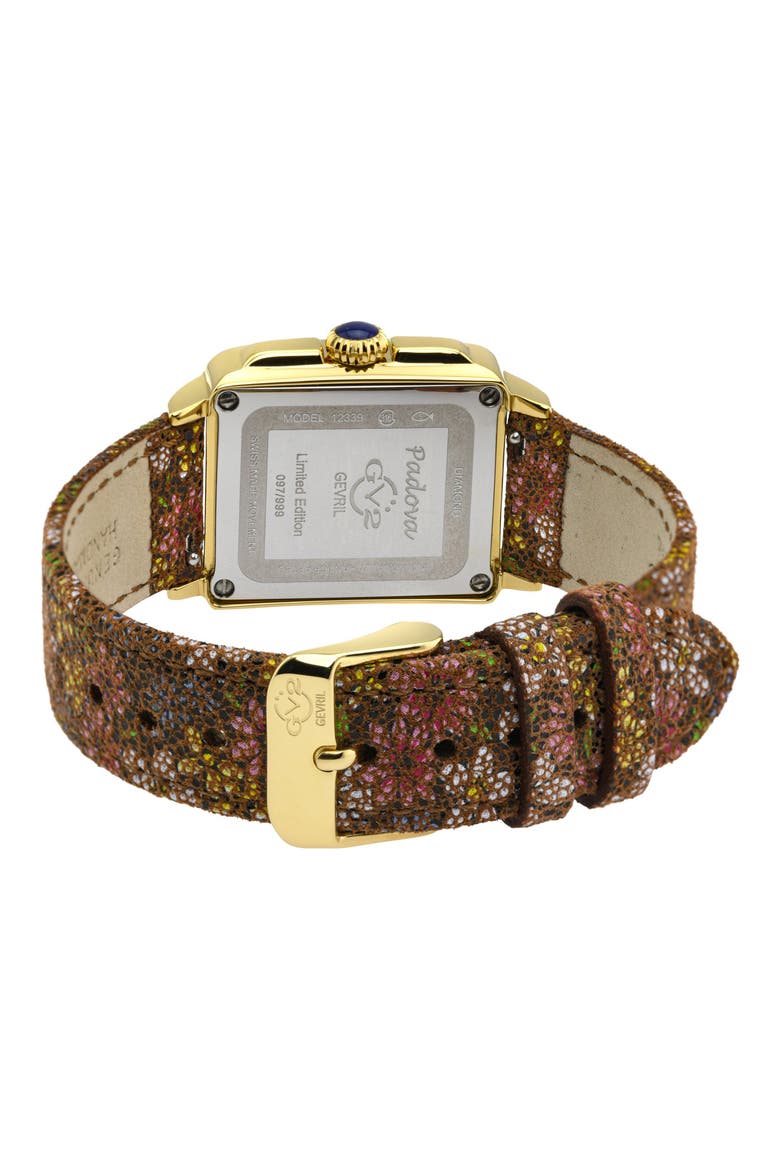 Padova Diamond Leather Strap Watch, 27mm x 30mm - 0.0116ct., Alternate, color, BROWN