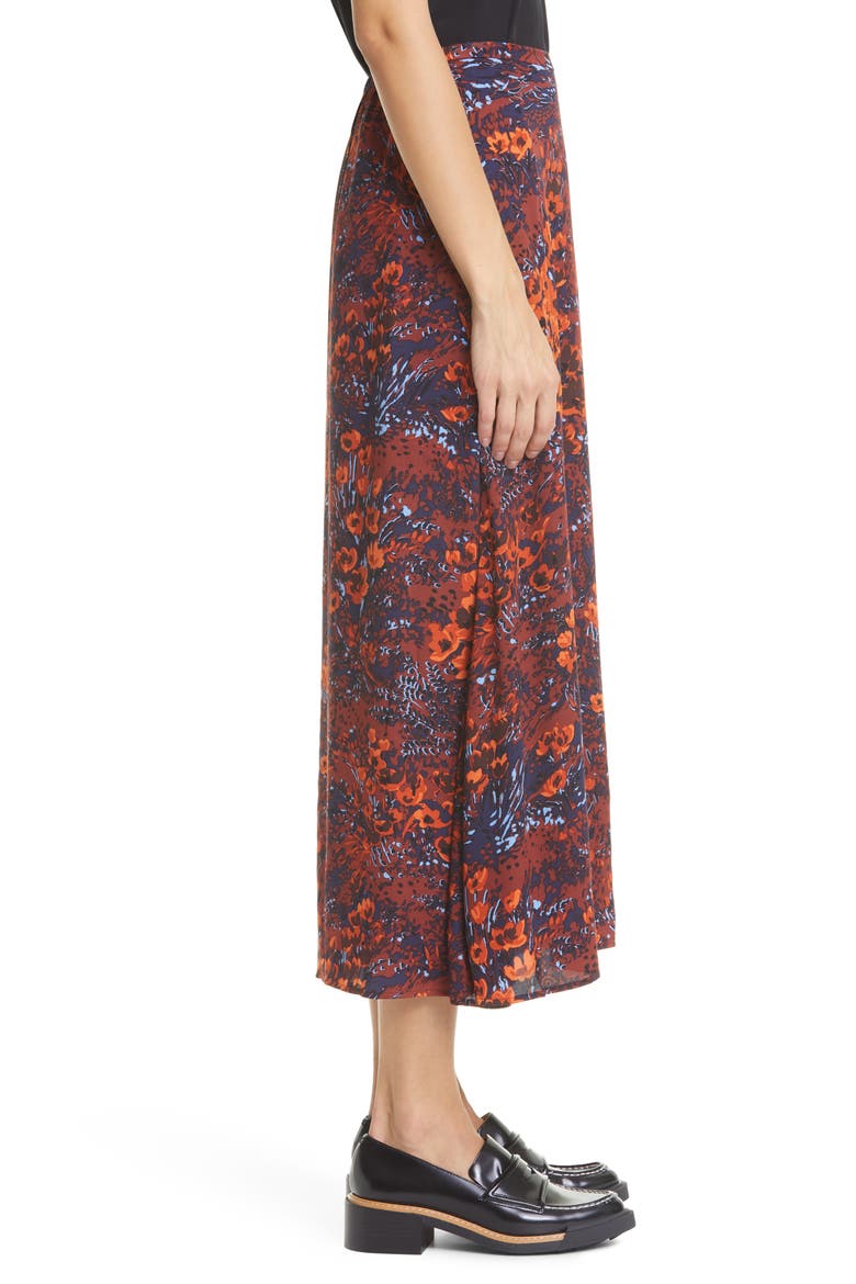 Andina Floral Print Midi Skirt, Alternate, color, FIRED CREPITUS