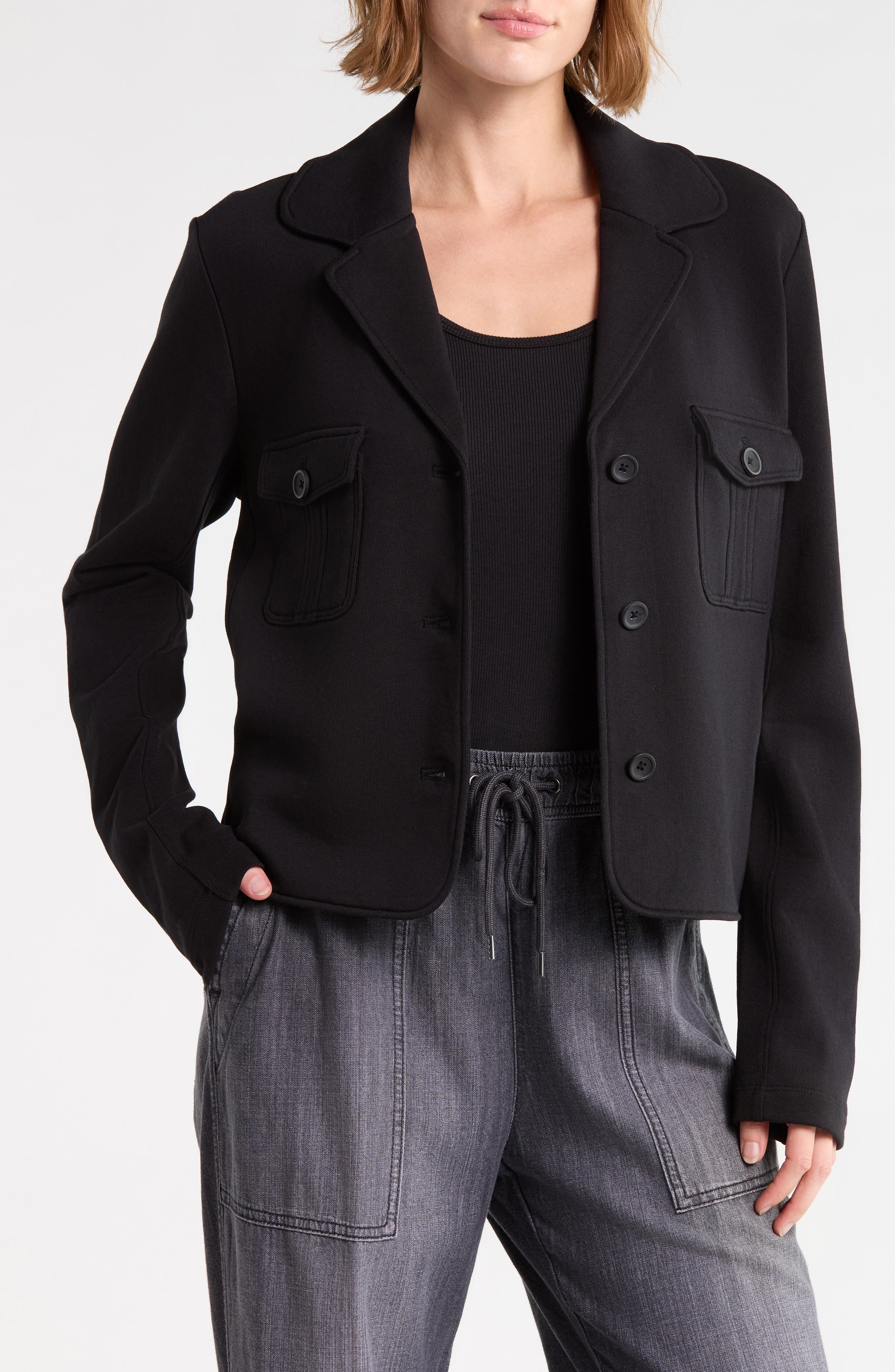 Cropped Military Fleece Jacket
