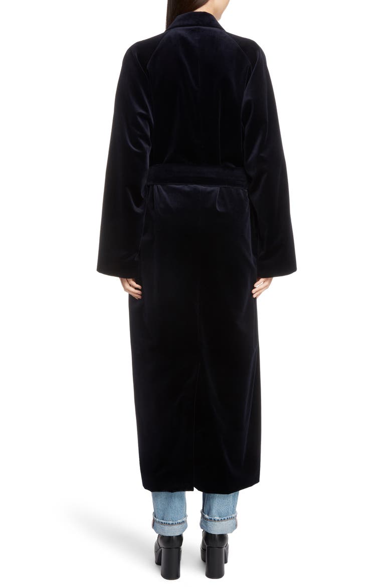 Belted Velvet Coat, Alternate, color, NAVY/BLUE