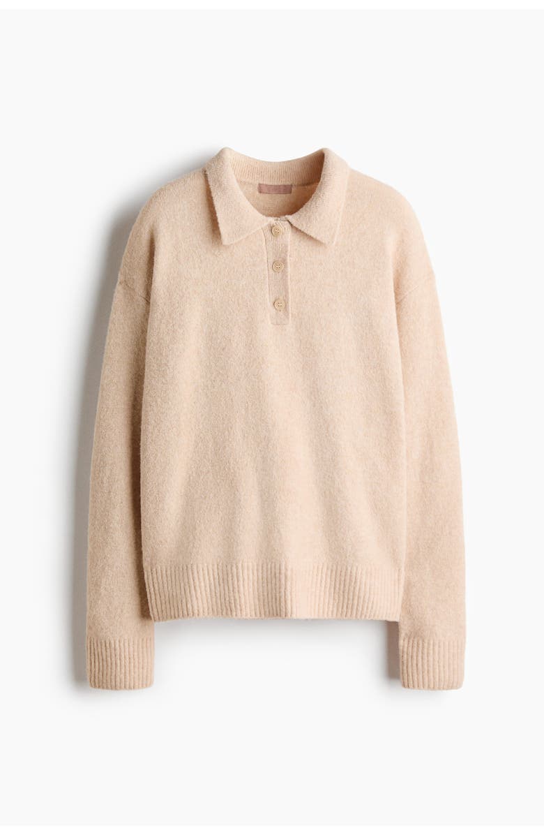 H&M Cable-knit Polo Jumper, Main, color, Beige