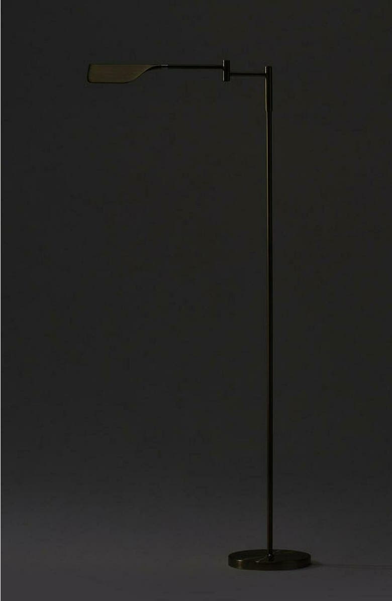 Brightech Leaf 53" Industrial LED Task Floor Lamp with Metal Empire Shade, 3-Way Dimming, Alternate, color, Antique Brass