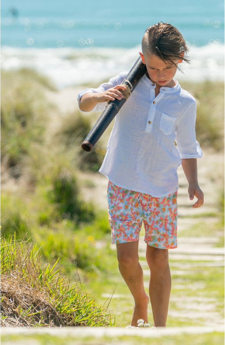 Snapper Rock Kids' Luau Swim Trunks, Alternate, color, Coral Multi