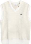 Lacoste V-Neck Textured Stripe Sweater Vest
