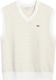 Lacoste V-Neck Textured Stripe Sweater Vest