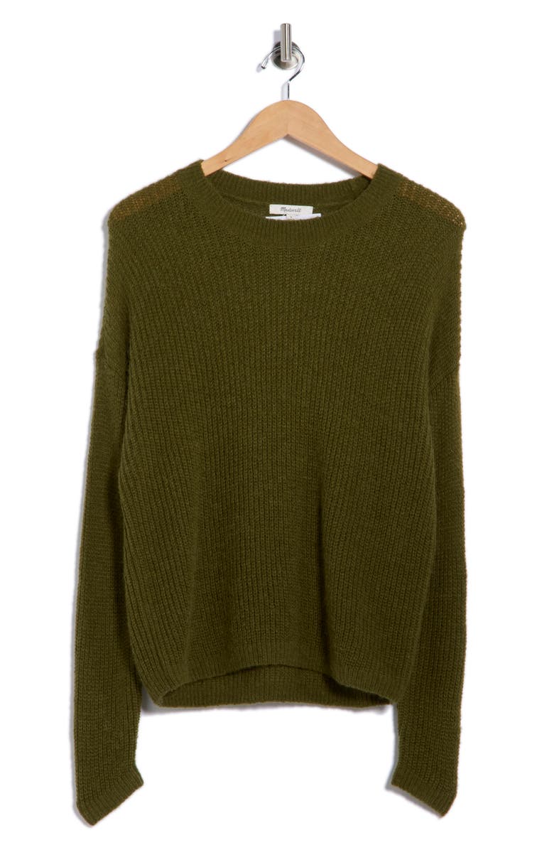 Madewell Ribbed Crewneck Sweater, Alternate, color, Heather Loden