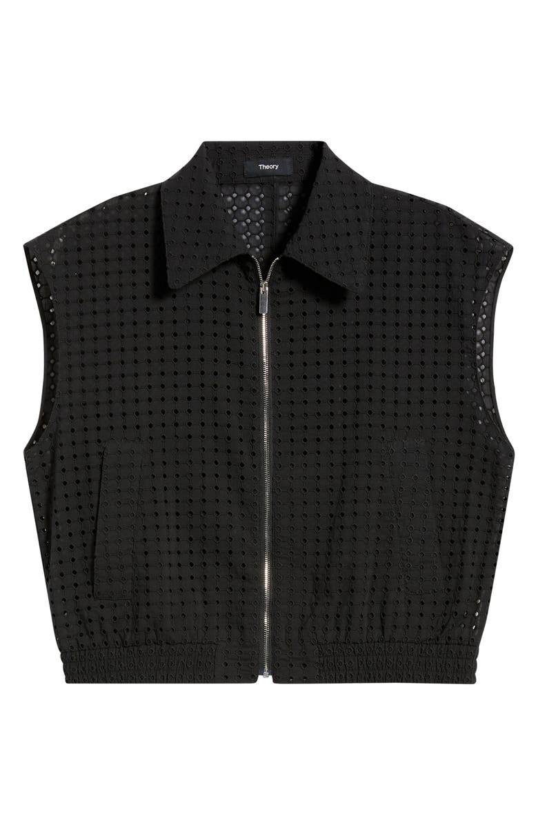 Theory Crop Eyelet Vest, Main, color, Black