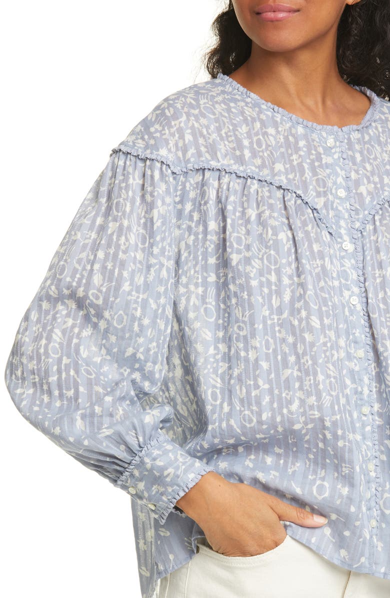 THE GREAT. The Folk Floral Print Top, Alternate, color,