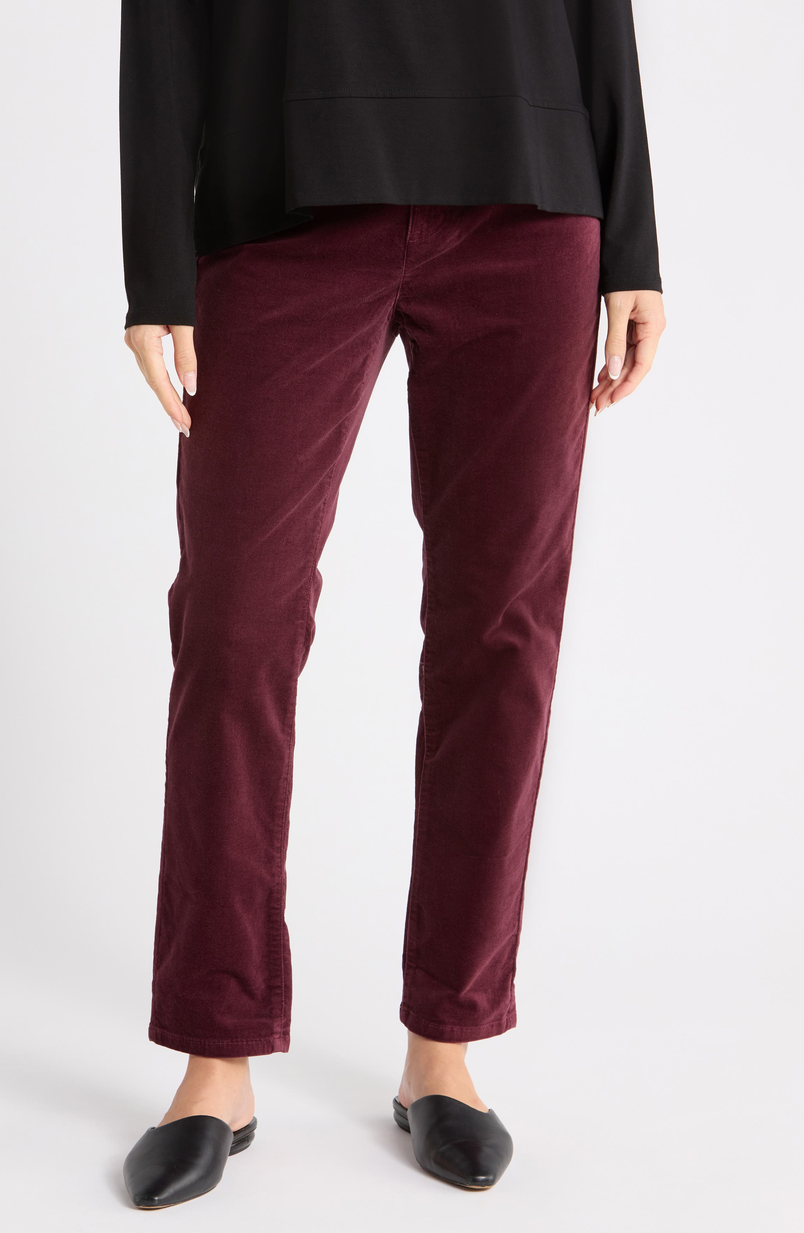 High Waist Ankle Slim Corduroy Pants