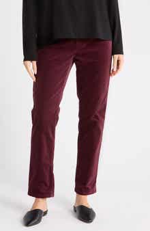 High Waist Ankle Slim Corduroy Pants