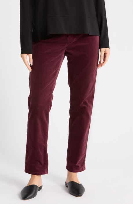 High Waist Ankle Slim Corduroy Pants