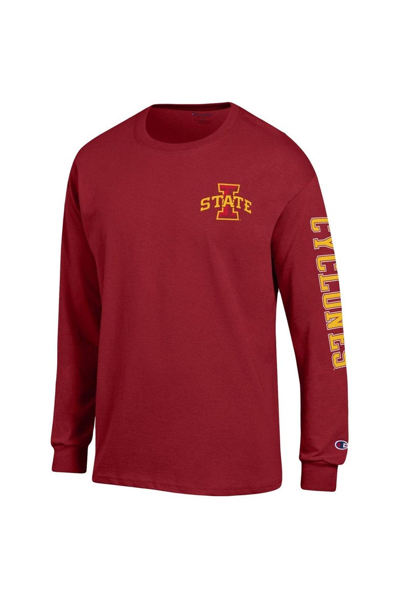 Men's Champion Cardinal Iowa State Cyclones Team Stack Long Sleeve T-Shirt, Alternate, color, Cardinal
