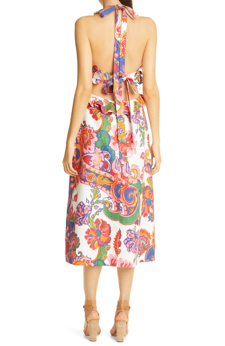 Zimmermann Lovestruck Floral Paisley Tie Back Midi Dress, Alternate, color, 