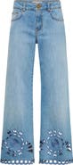 Maison Common Jeans With Embroidery Opoulent Eyelet On The Hem