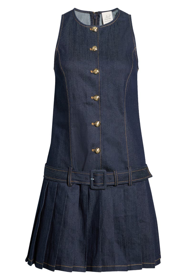 Elyse Pleat Denim Minidress, Alternate, color, INDIGO