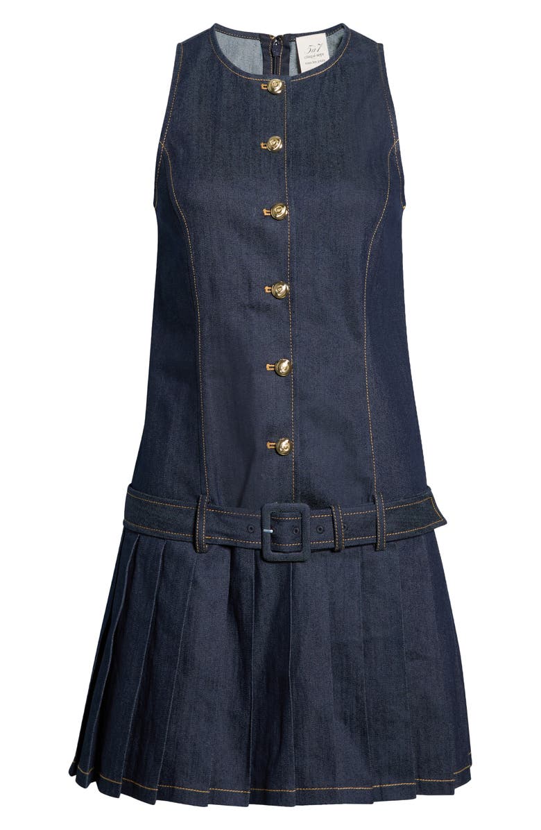 Cinq à Sept Elyse Pleat Denim Minidress, Main, color, Indigo