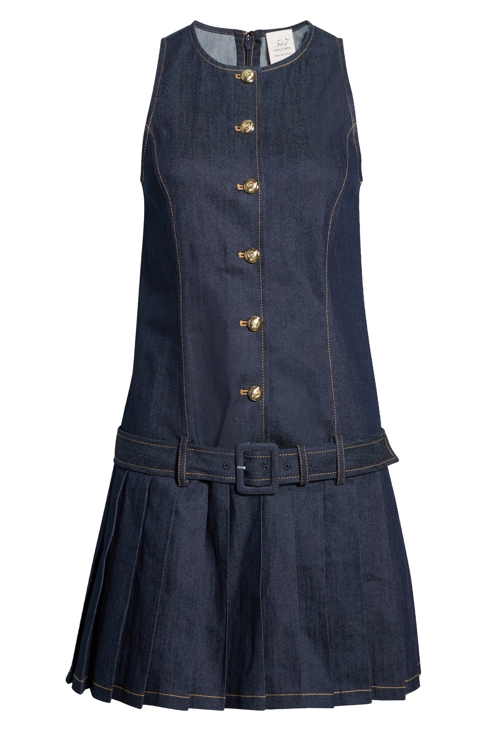 340786 Cinq à Sept Elyse Pleat Denim Minidress (Women) | Nordstromrack