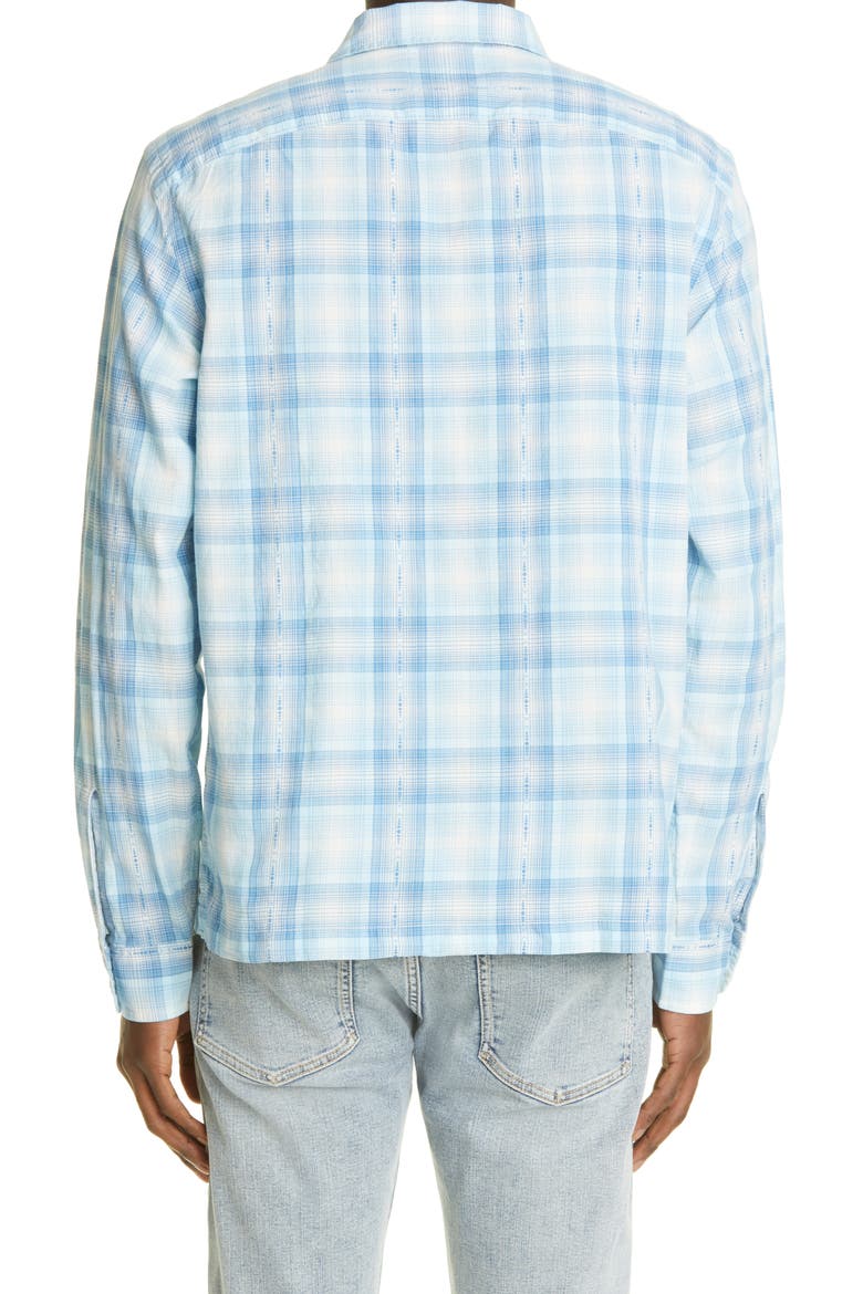 Men's Carter Camp Plaid Button-Up Shirt, Alternate, color, BLUE/ CREAM