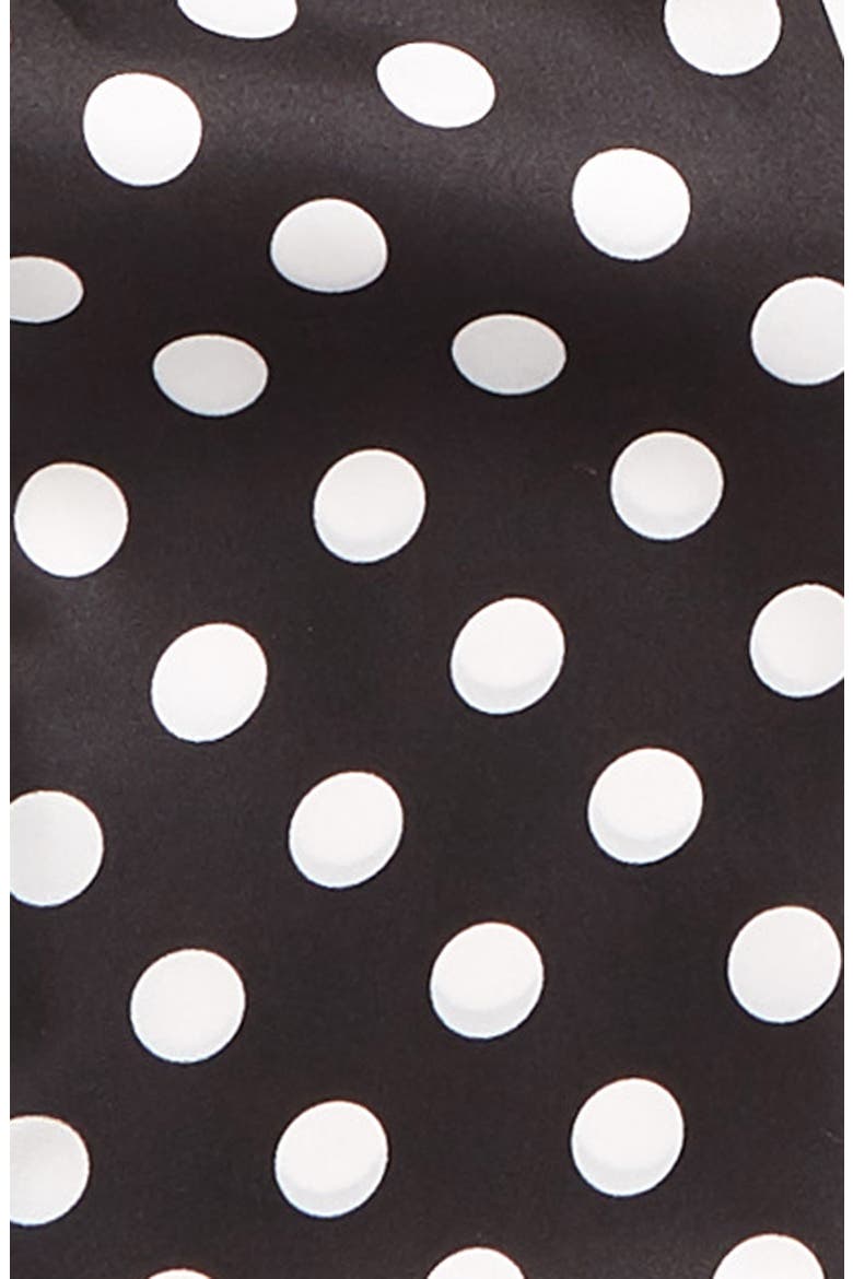polka dot skinny silk scarf, Alternate, color, BLACK