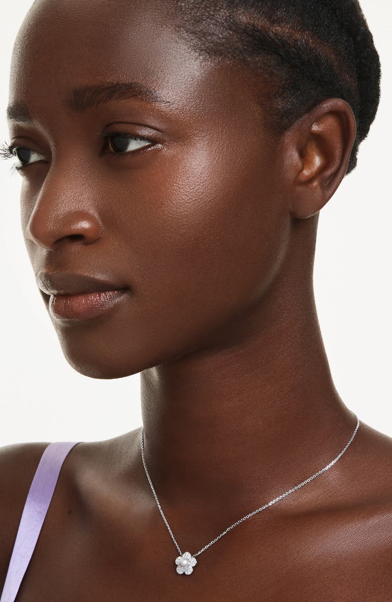 Swarovski x Ariana Grande Angelic Crystal Faux Pearl Necklace, Alternate, color, Silver/ White