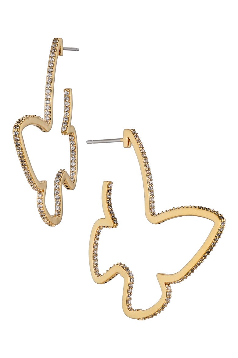 Cirque Butterfly Hoop Earrings, Main, color, GOLD