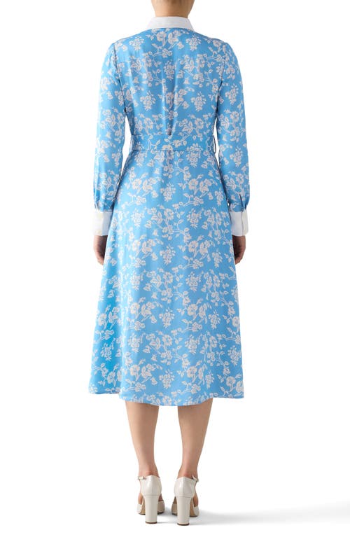 Lk Bennett Kate Belted Long Sleeve Midi Shirtdress In Blue