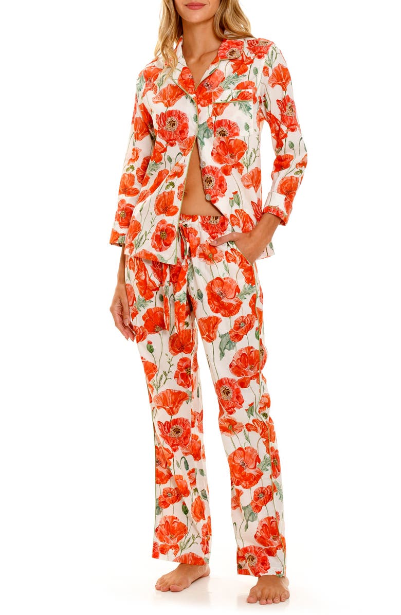 The Lazy Poet Emma Coquelicot Cotton Pajamas, Main, color, 