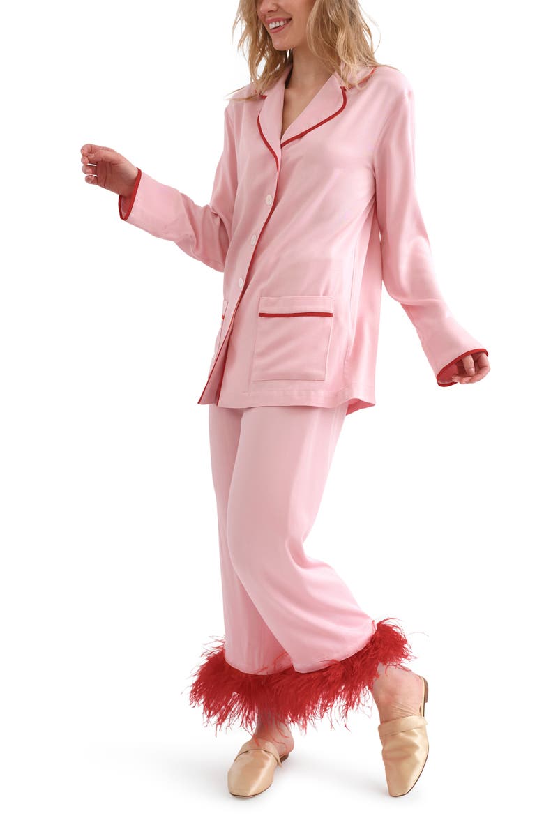 Sleeper Party Feather Trim Pajamas, Alternate, color, 
