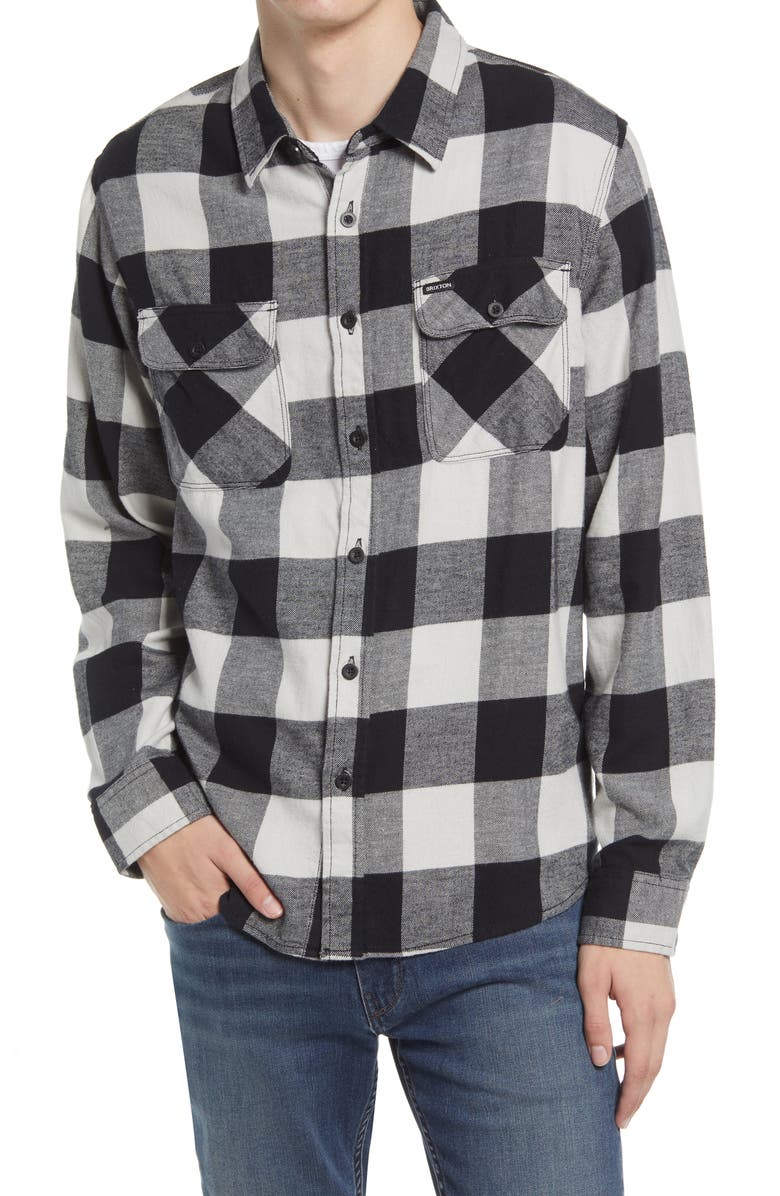 Brixton Bowery Check Flannel Button-Up Shirt, Main, color, 