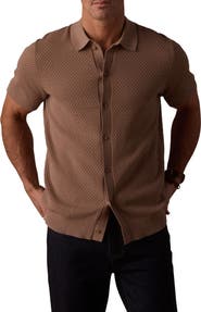 The Normal Brand Robles Jacquard Knit Short Sleeve Button-Up Shirt