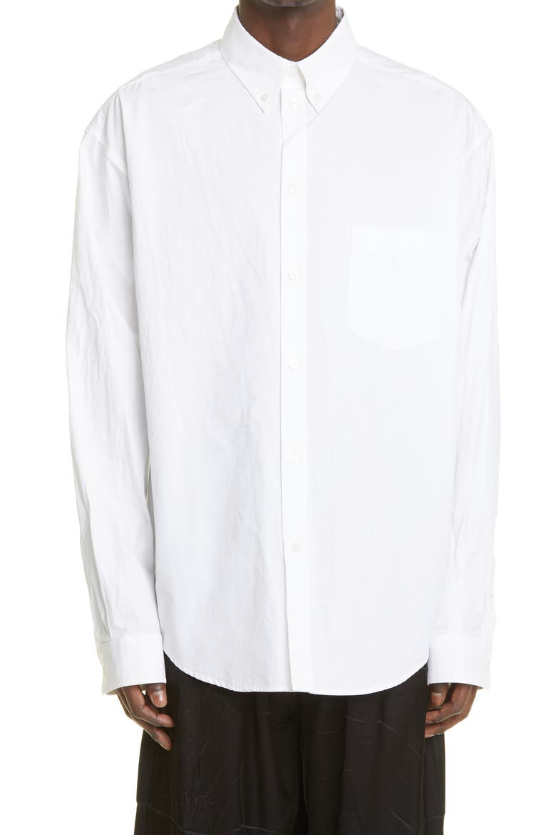 Basic White Button-Down Shirt, Main, color, WHITE