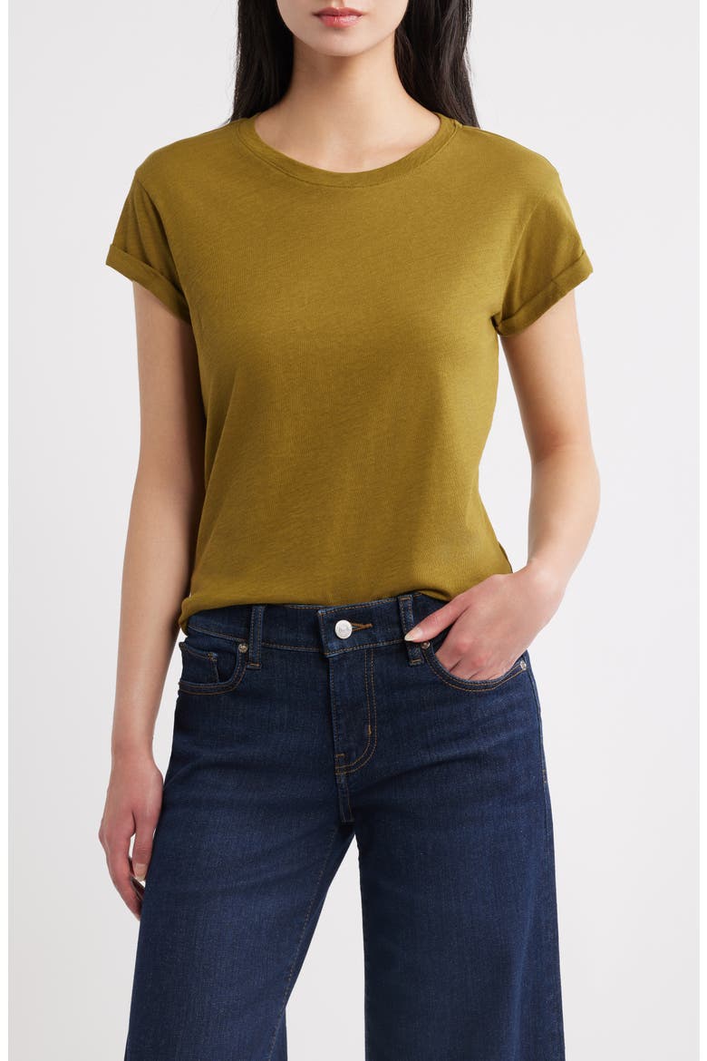 Anna Cotton T-Shirt, Main, color, KHAKI GREEN