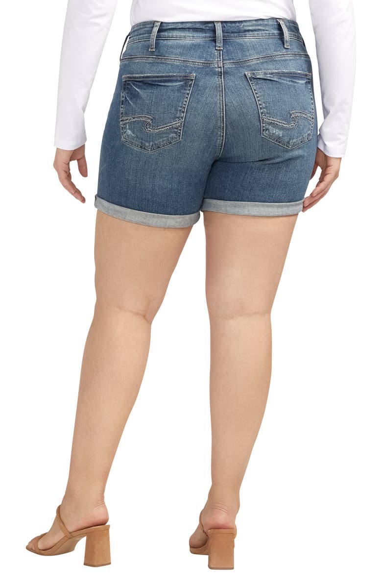 Silver Jeans Co. Suki Curvy Mid Rise Denim Shorts, Alternate, color, Indigo