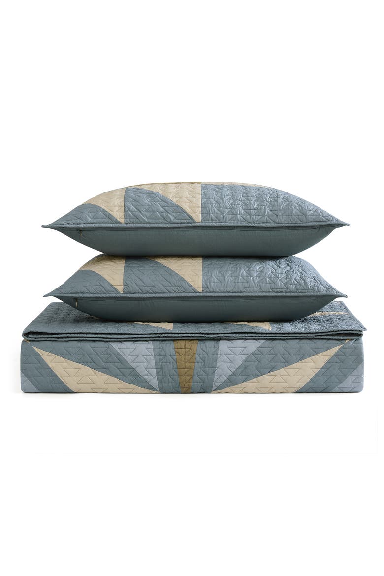 Quilted Star Quilt Set, Main, color, BALSAM GREEN