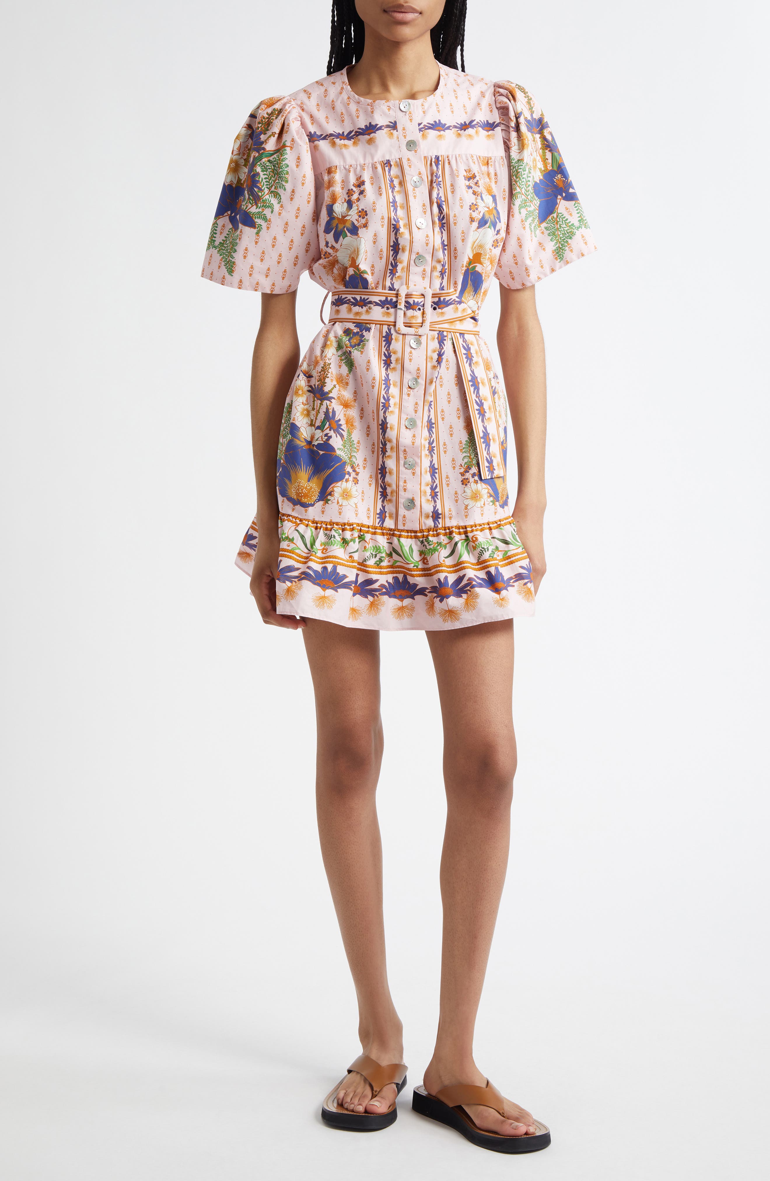 FARM Rio Dream Garden Belted Minidress