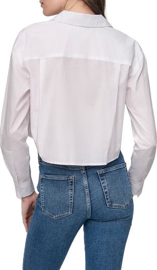 Crop Cotton Poplin Button-Up Shirt