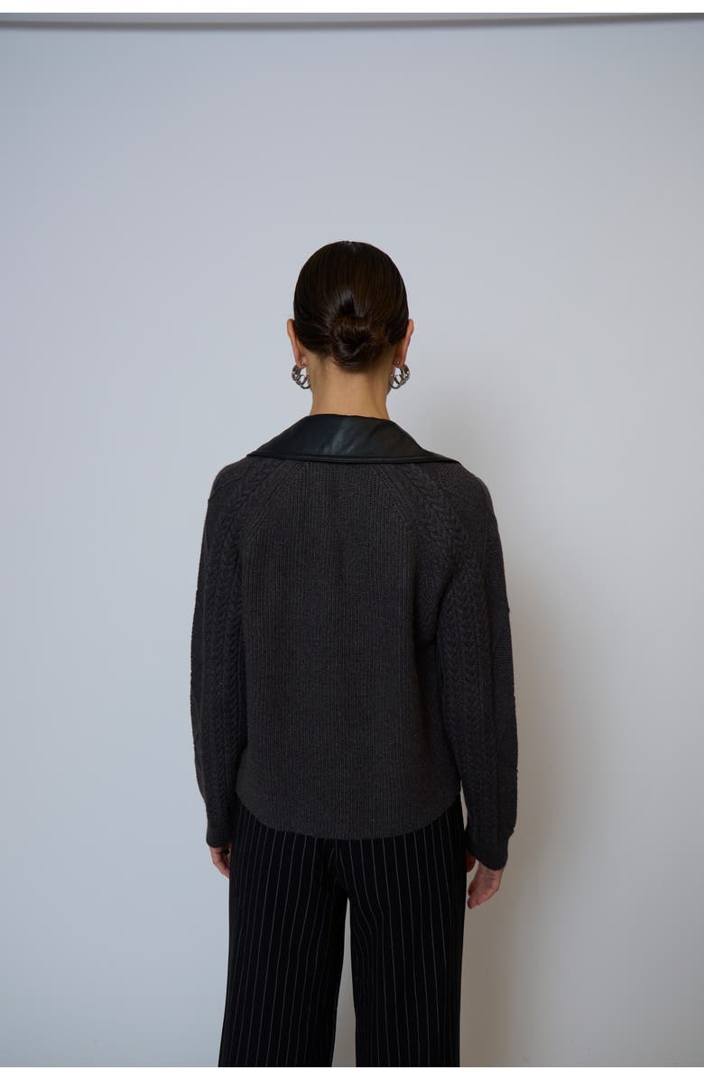 Central Park West Milan Sweater Combo Trench Jacket, Alternate, color, Black