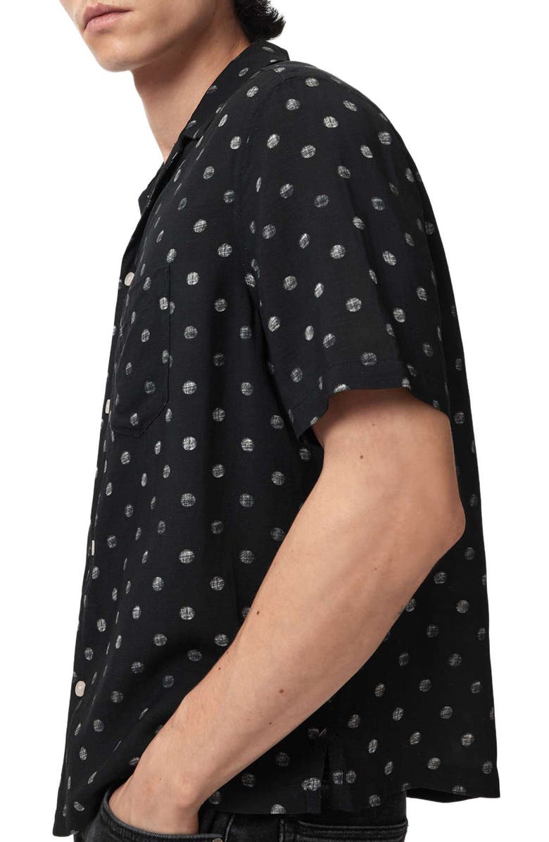 AllSaints Upton Short Sleeve Button-Up Shirt, Alternate, color, Jet Black