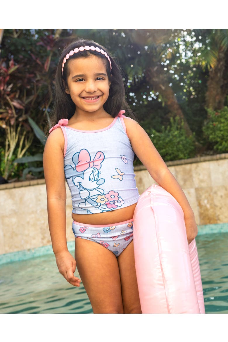 Minnie Mouse 2-Piece Tankini Top and Bikini Bottom Swim Set UPF 50+, Alternate, color, Minnie Blue Floral