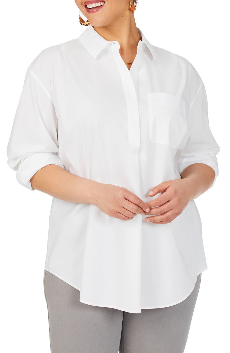Foxcroft Lacey Non-Iron Popover Tunic Top, Alternate, color, 