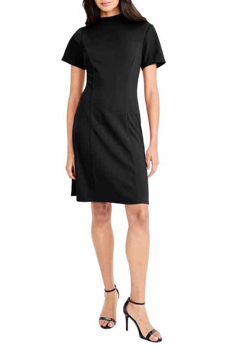 Maggy London Mock Neck Short Sleeve A-Line Minidress