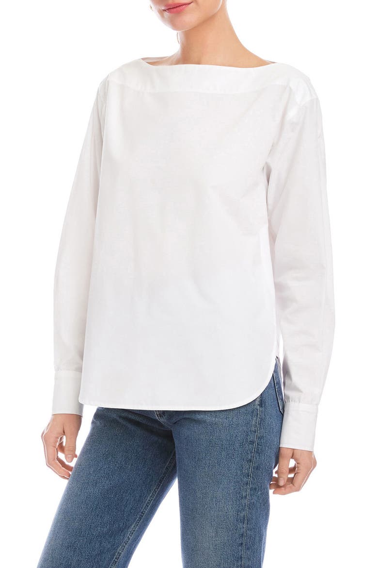 Elyse Boat Neck Cotton Top, Alternate, color, OFF WHITE