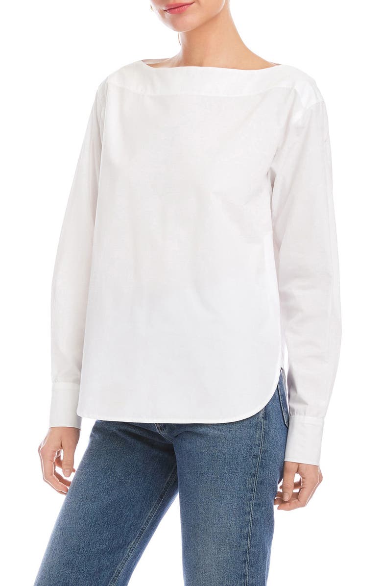 FIFTEEN TWENTY Elyse Boat Neck Cotton Top, Alternate, color, Off White