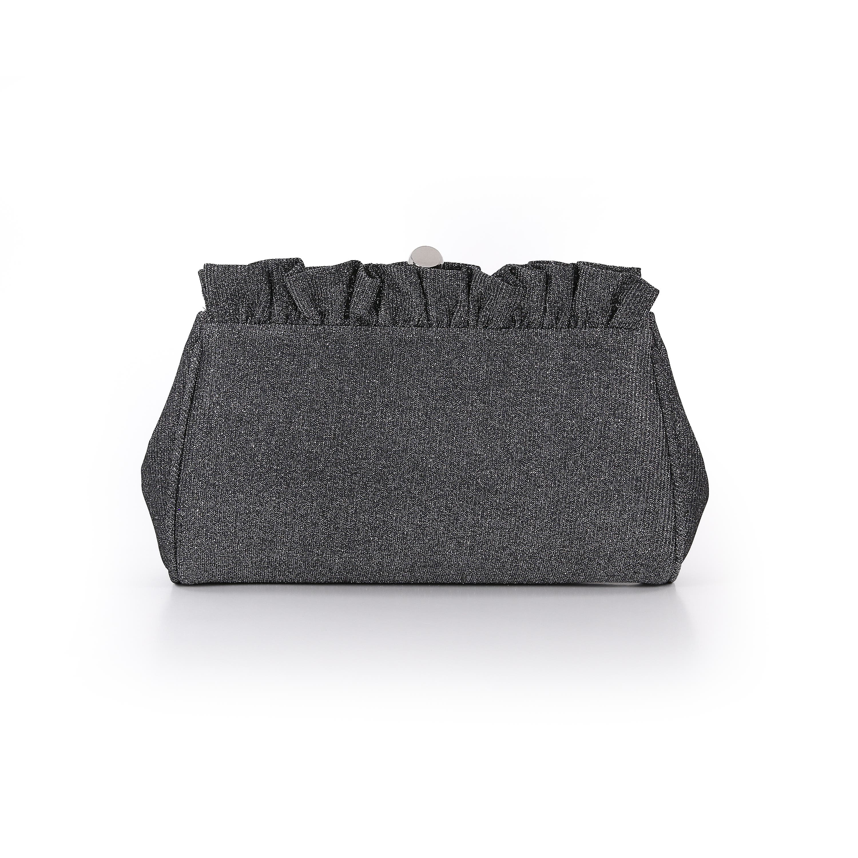 Ria Sparkle Jacquard Ruffle Top Clutch, Main, color, Pewter
